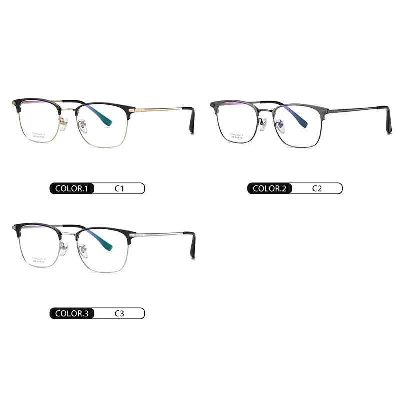 Hotochki Mens Full Rim Browline Square Titanium Eyeglasses Yj2036