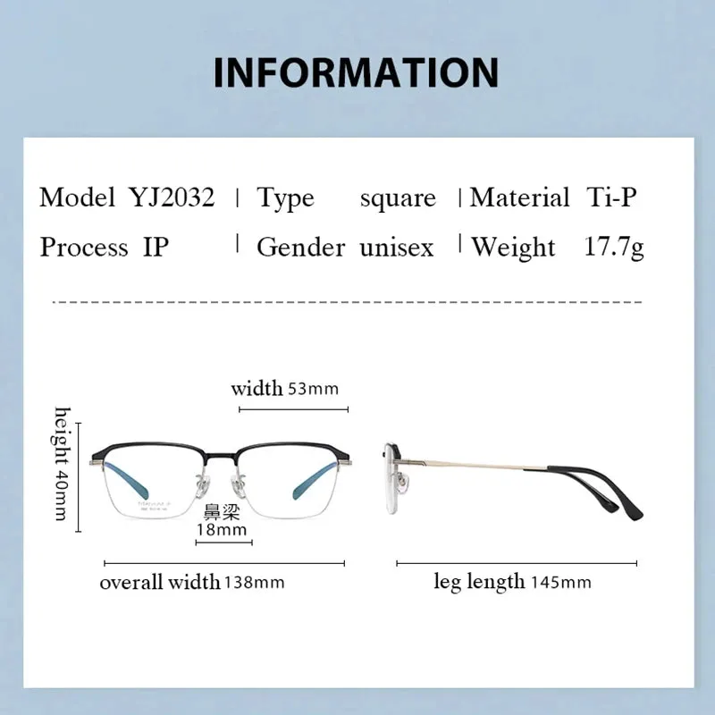 Hotochkin Mens Semi Rim Square Titanium Yj2032