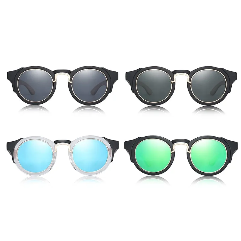 Hu Wood Unisex Round Steampunk Sunglasses Brand Designer Frame Gr8046
