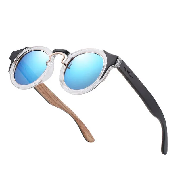 Hu Wood Unisex Round Steampunk Sunglasses Brand Designer Frame Gr8046