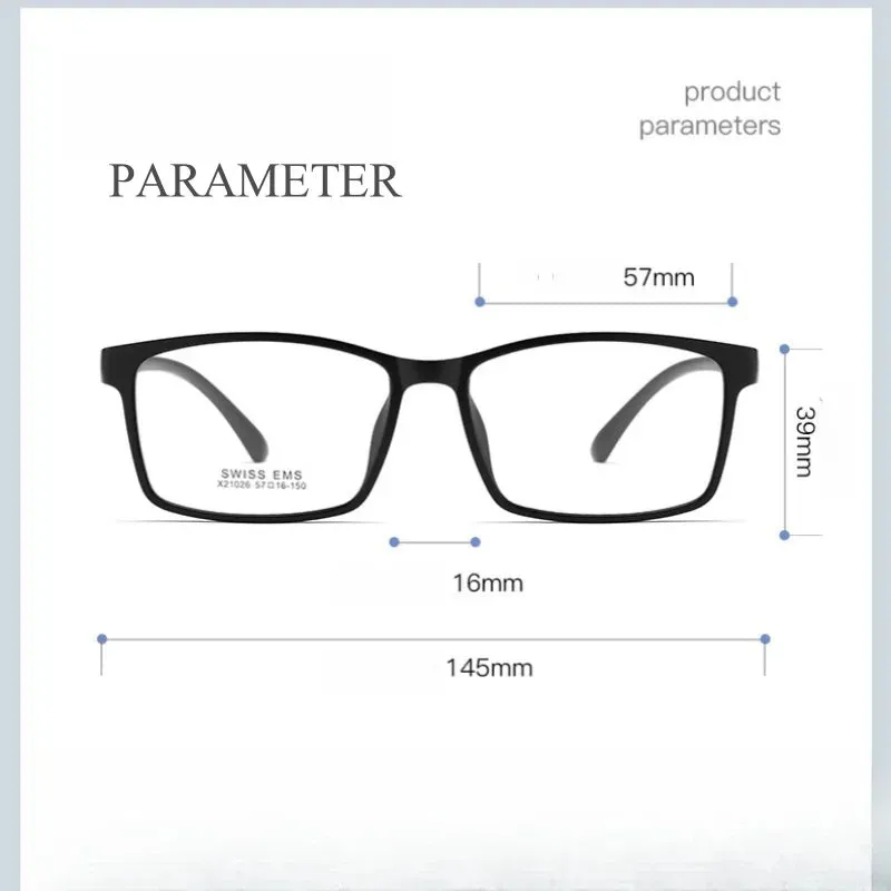 KatKani Mens Full Rim Large Square Plastic Eyeglasses X21026r