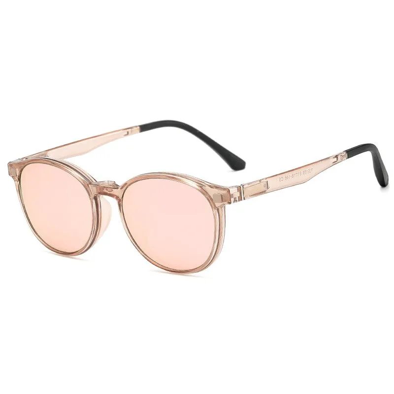 KatKani Unisex Full Rim Round Acetate Eyeglasses Clip On Polarized Sunglasses TJ2159