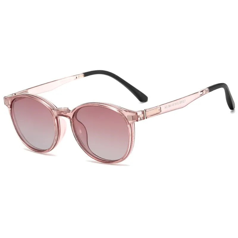 KatKani Unisex Full Rim Round Acetate Eyeglasses Clip On Polarized Sunglasses TJ2159