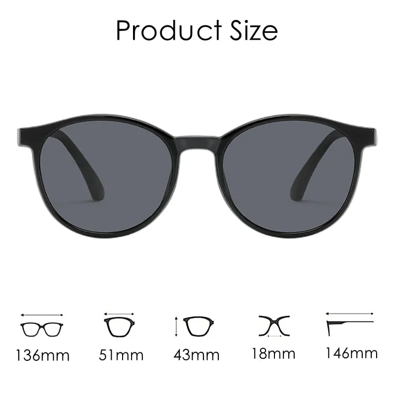 KatKani Unisex Full Rim Round Acetate Eyeglasses Clip On Polarized Sunglasses TJ2159