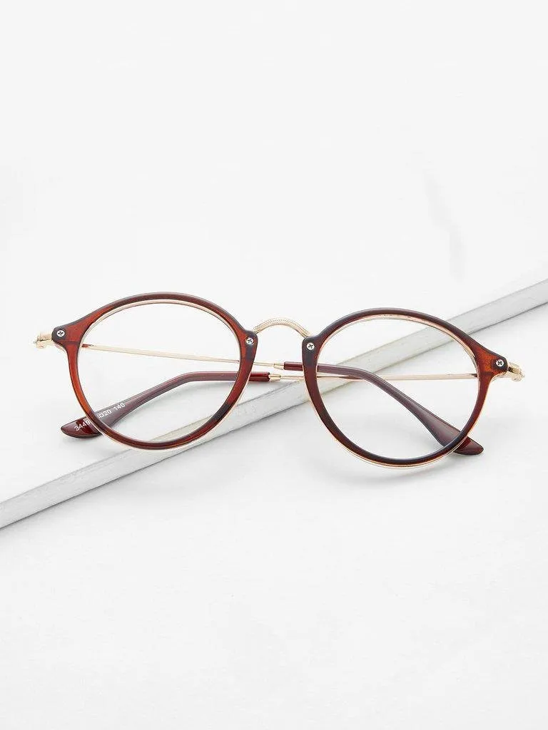 Sleek Metal Round Glasses with Top Bar – Stylish Unisex Eyewear