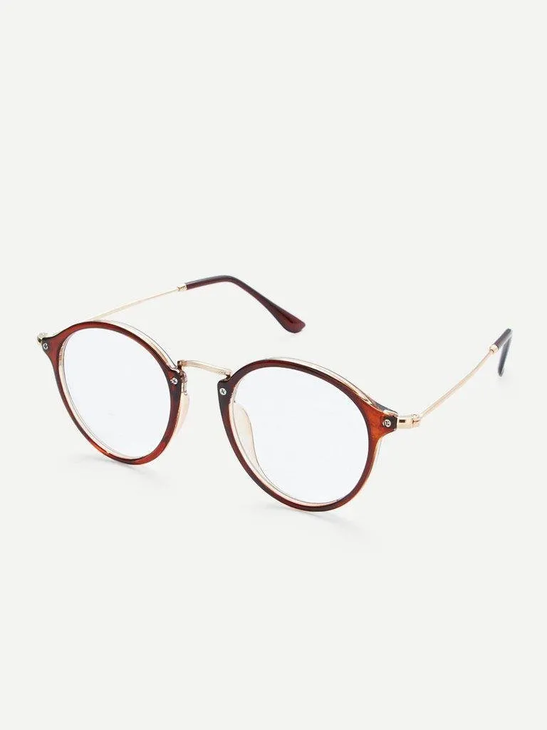Sleek Metal Round Glasses with Top Bar – Stylish Unisex Eyewear