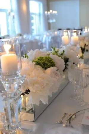 Mirrored Long and Low Mirrored Vase Glassware 16"x4"x4" Wedding Centerpiece