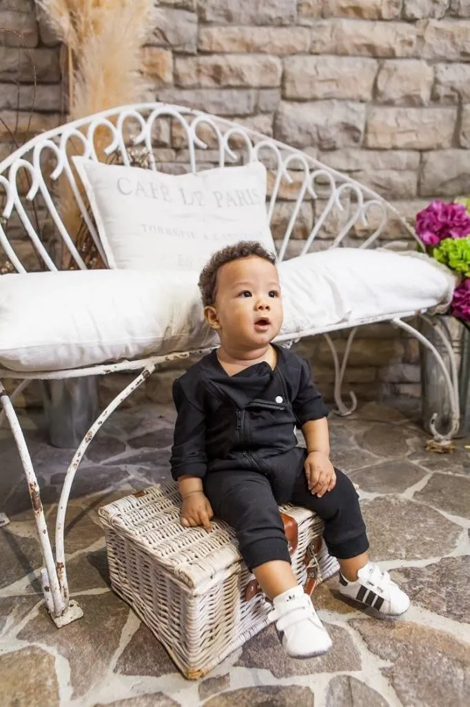Organic Cotton Long Sleeve Biker Romper
