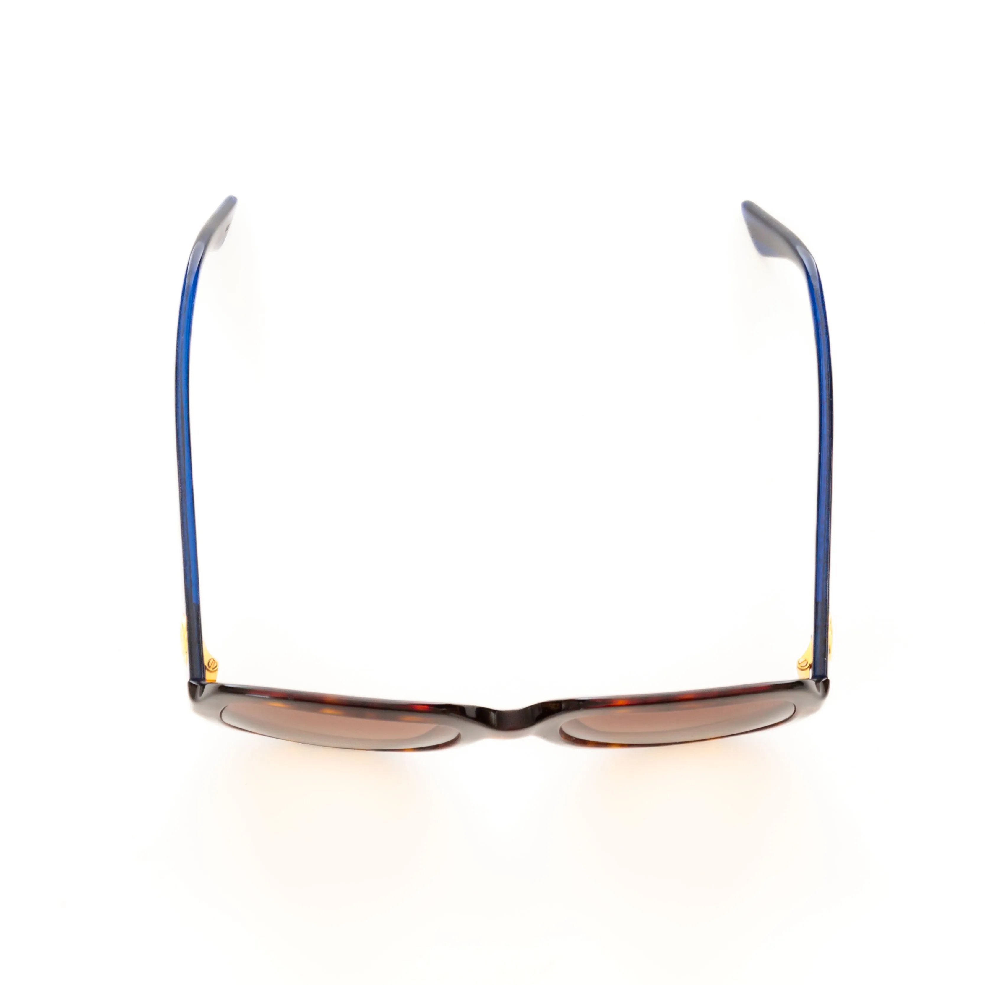 Oversize Square Havana Brown Tortoise Blue Glitter Web Stripe GG0036S Sunglasses 54mm
