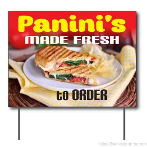 Panani's Made Fresh to Order Curbside Sign, 24"w x 18"h, Full Color Double Sided
