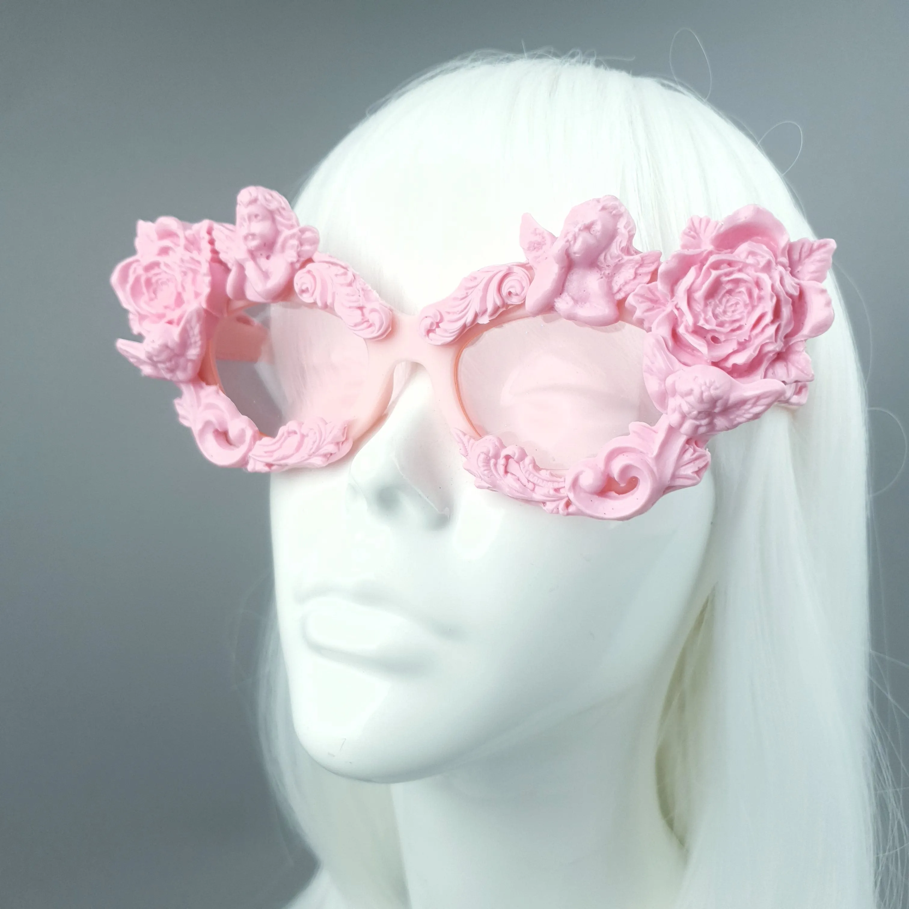 "Immortal" Pink Angel, Rose & Filigree Catseye Sunglasses