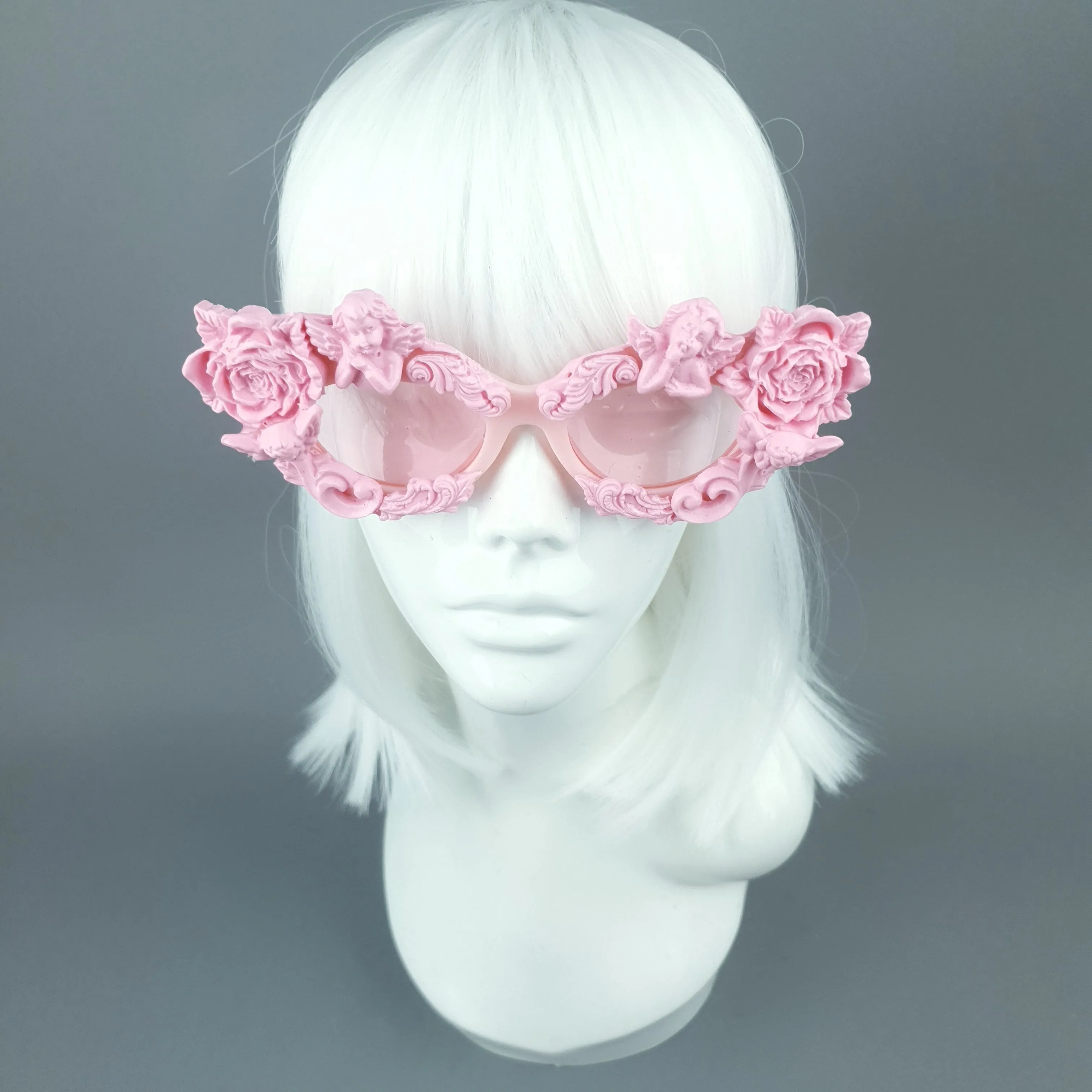"Immortal" Pink Angel, Rose & Filigree Catseye Sunglasses