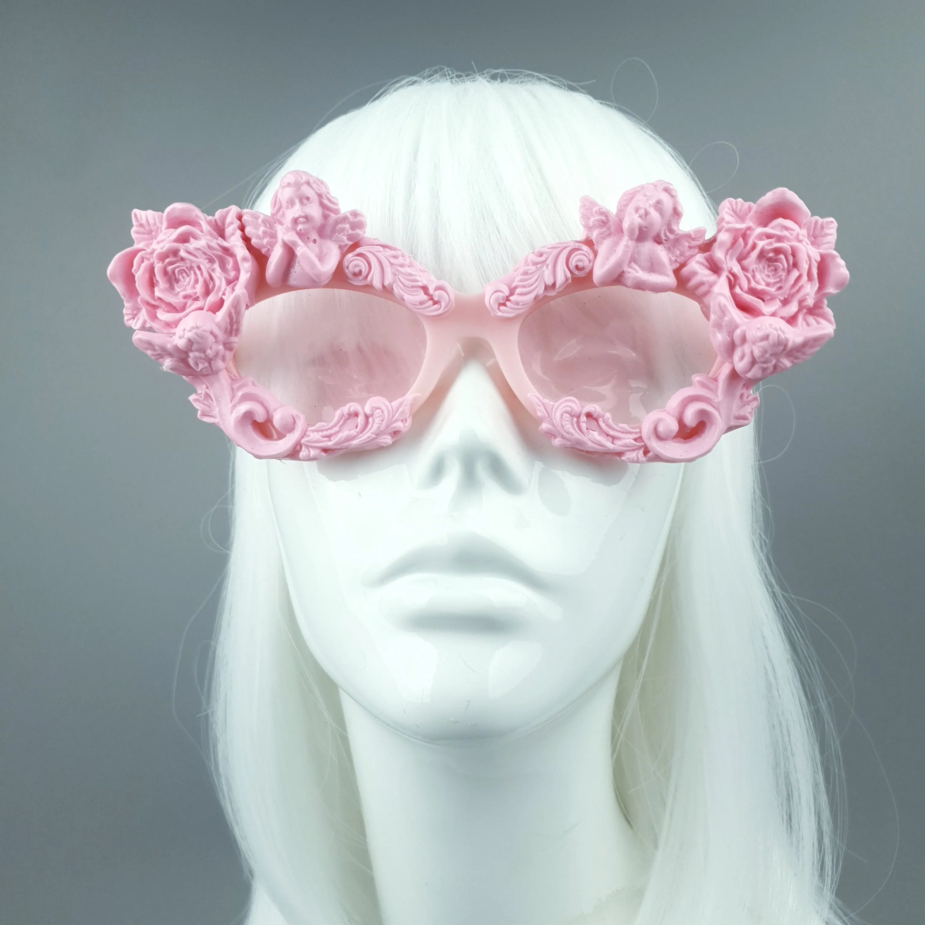 "Immortal" Pink Angel, Rose & Filigree Catseye Sunglasses
