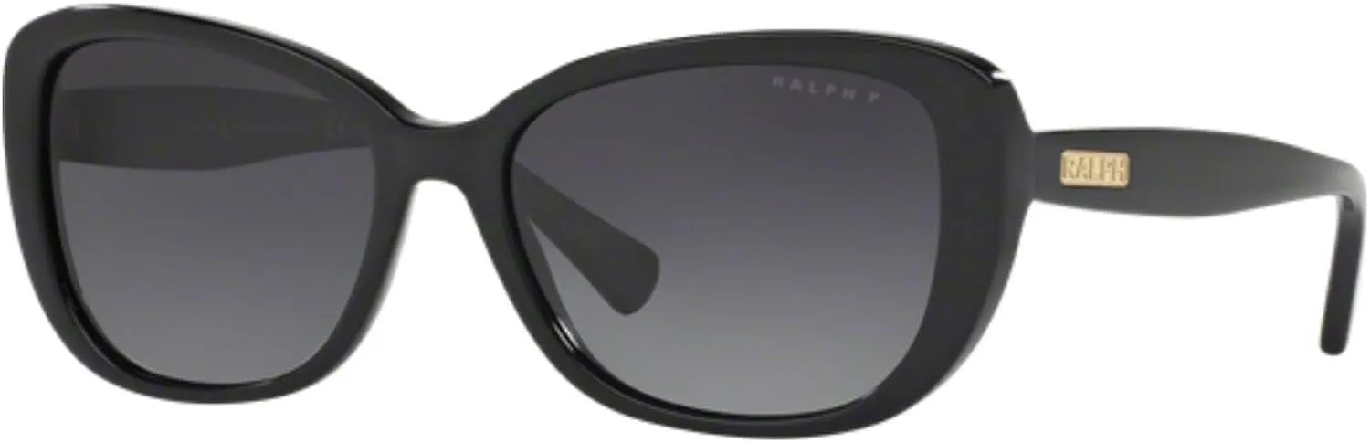 Ralph Lauren Women's 0RA5215 Polarized Rectangular Sunglasses, Black & Grey, 57 mm