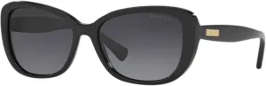 Ralph Lauren Women's 0RA5215 Polarized Rectangular Sunglasses, Black & Grey, 57 mm