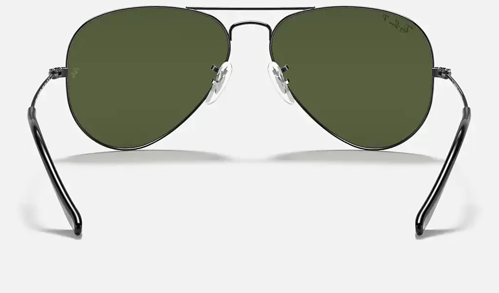 RAY-BAN Aviator Classic Sunglasses - Gunmetal - Crystal Green Polarized Lens