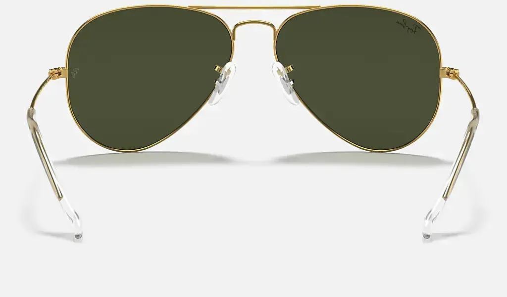 RAY-BAN Aviator Classic Sunglasses - Polished Gold - Crystal Green Lens