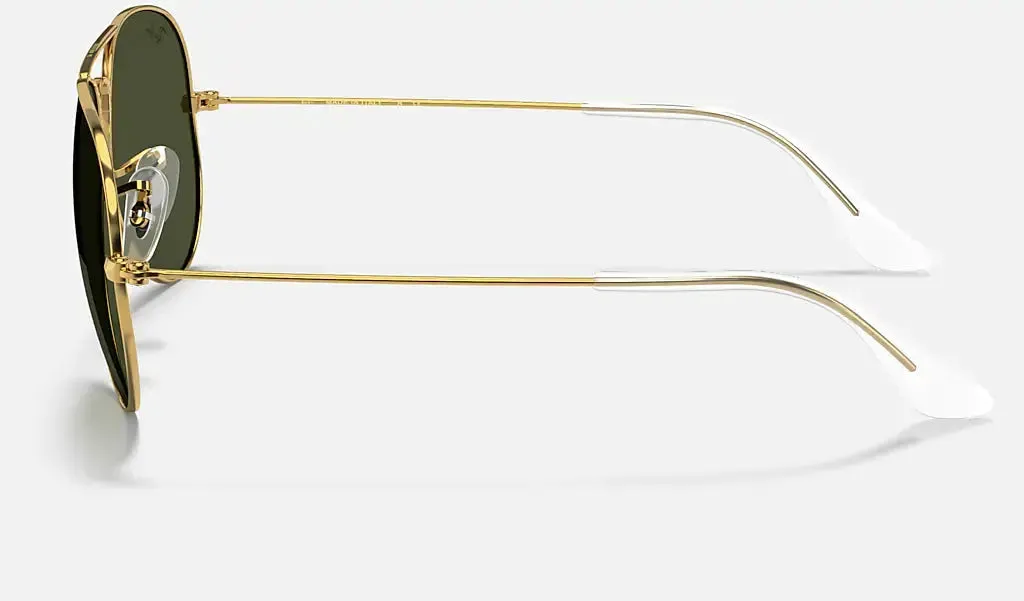 RAY-BAN Aviator Classic Sunglasses - Polished Gold - Crystal Green Lens
