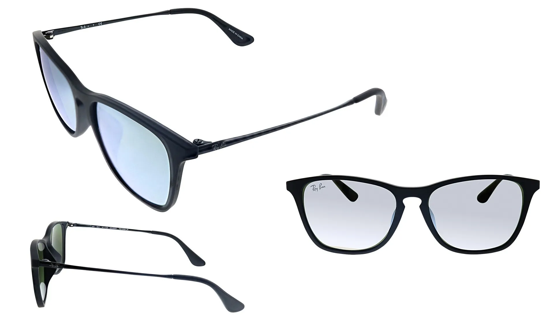 Ray Ban Black Sunglasses with Silver Mirror Lenses-RJ_9061SF_700530_52mm