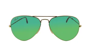 Ray Ban Gold Sunglasses with Polarized Green Lenses-RB_3025_112/P9_58mm