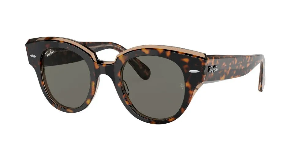 Ray-Ban Roundabout Non-Polarized Sunglasses - Havana on Transparent Brown/Dark Gray