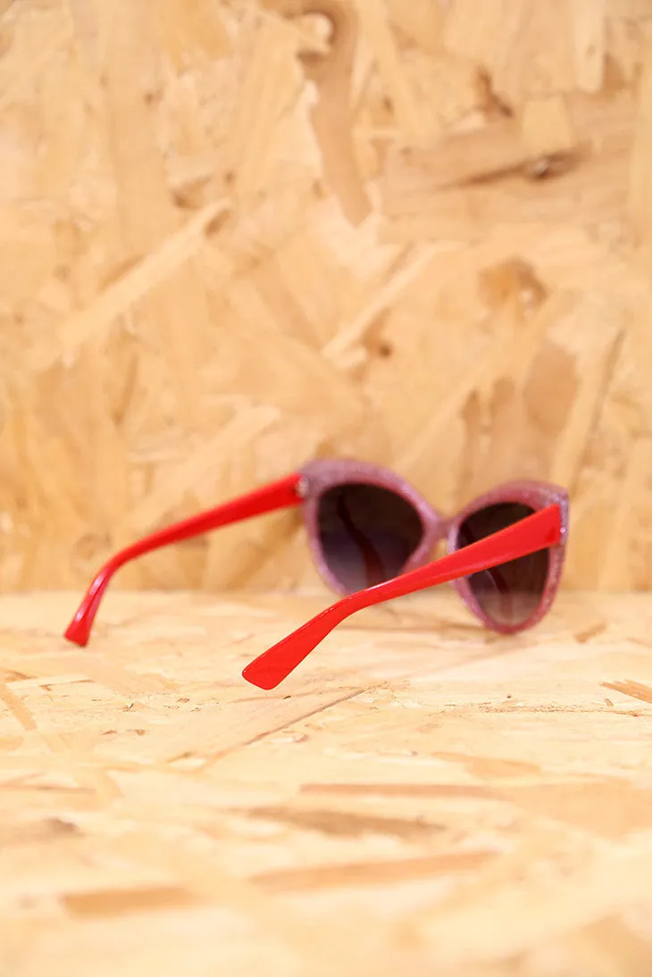 Red Glitter Feline Sunglasses