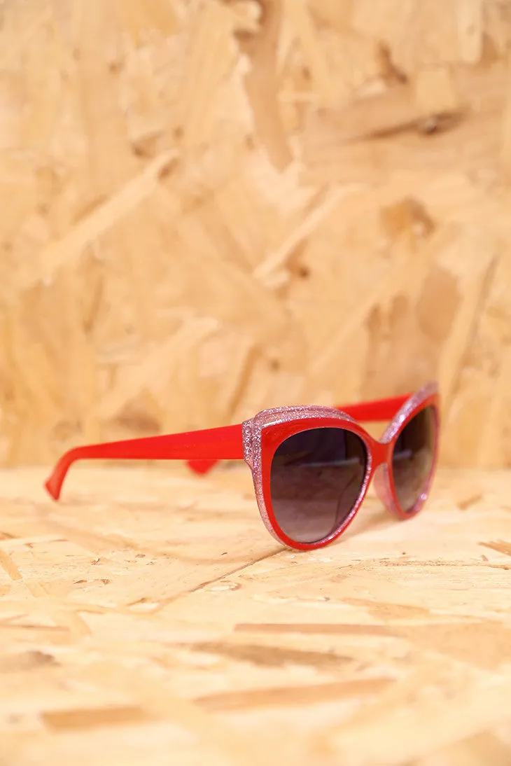 Red Glitter Feline Sunglasses