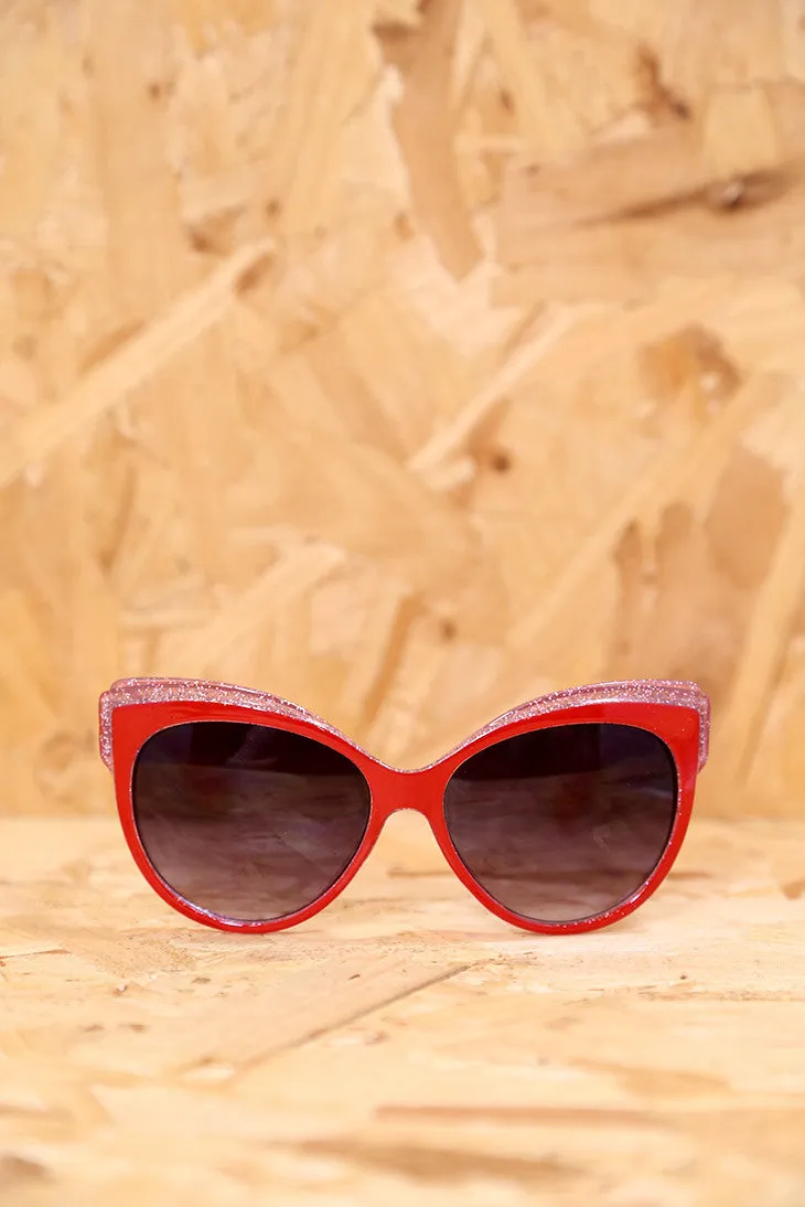 Red Glitter Feline Sunglasses
