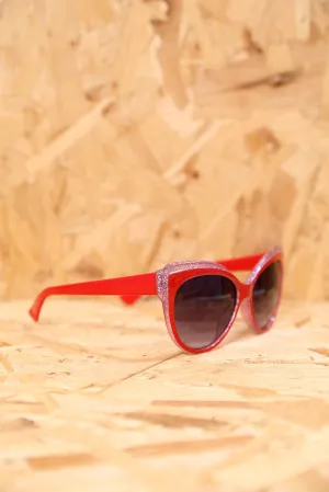 Red Glitter Feline Sunglasses