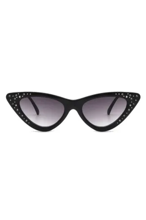 Rhinestone Cat Eye Sunglasses - Black