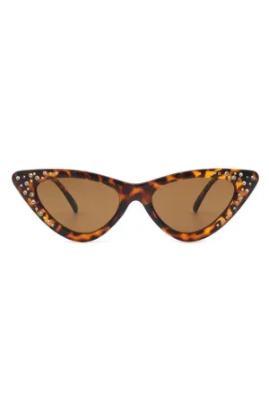 Rhinestone Cat Eye Sunglasses - Tortoiseshell