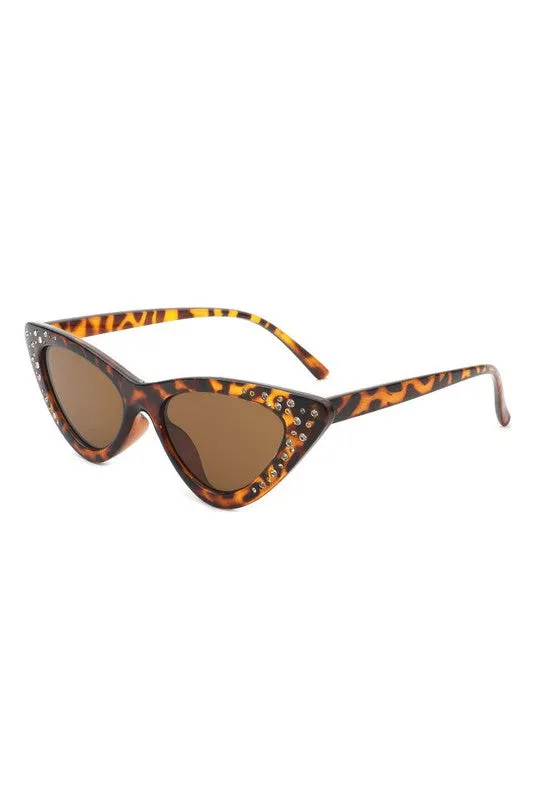 Rhinestone Cat Eye Sunglasses - Tortoiseshell
