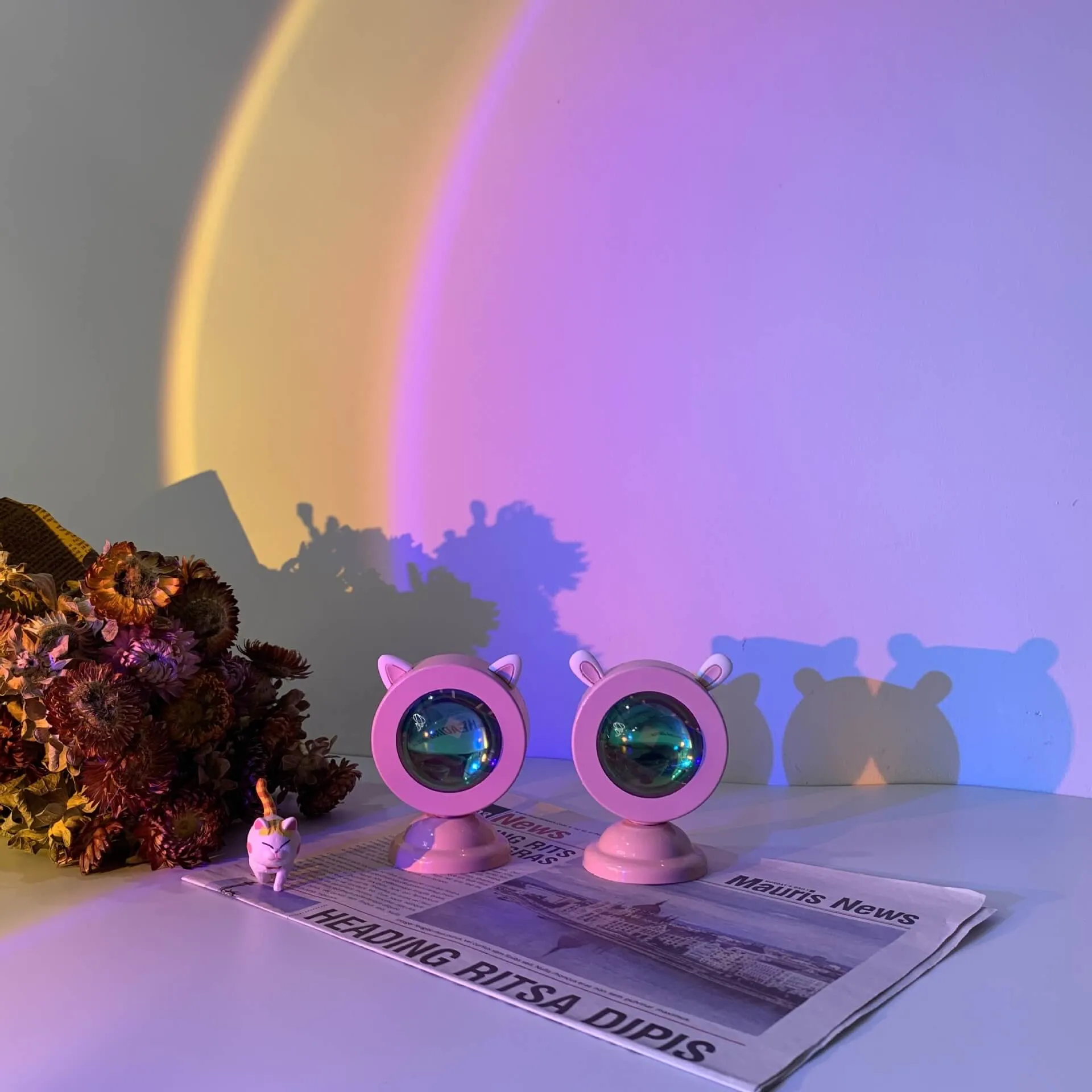 Round Gradient Rainbow Aesthetic Room Lamp Projector