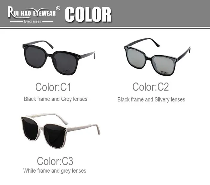 Rui Hao Women's Full Rim Square Polycarbonate Polarized Sunglasses 8036