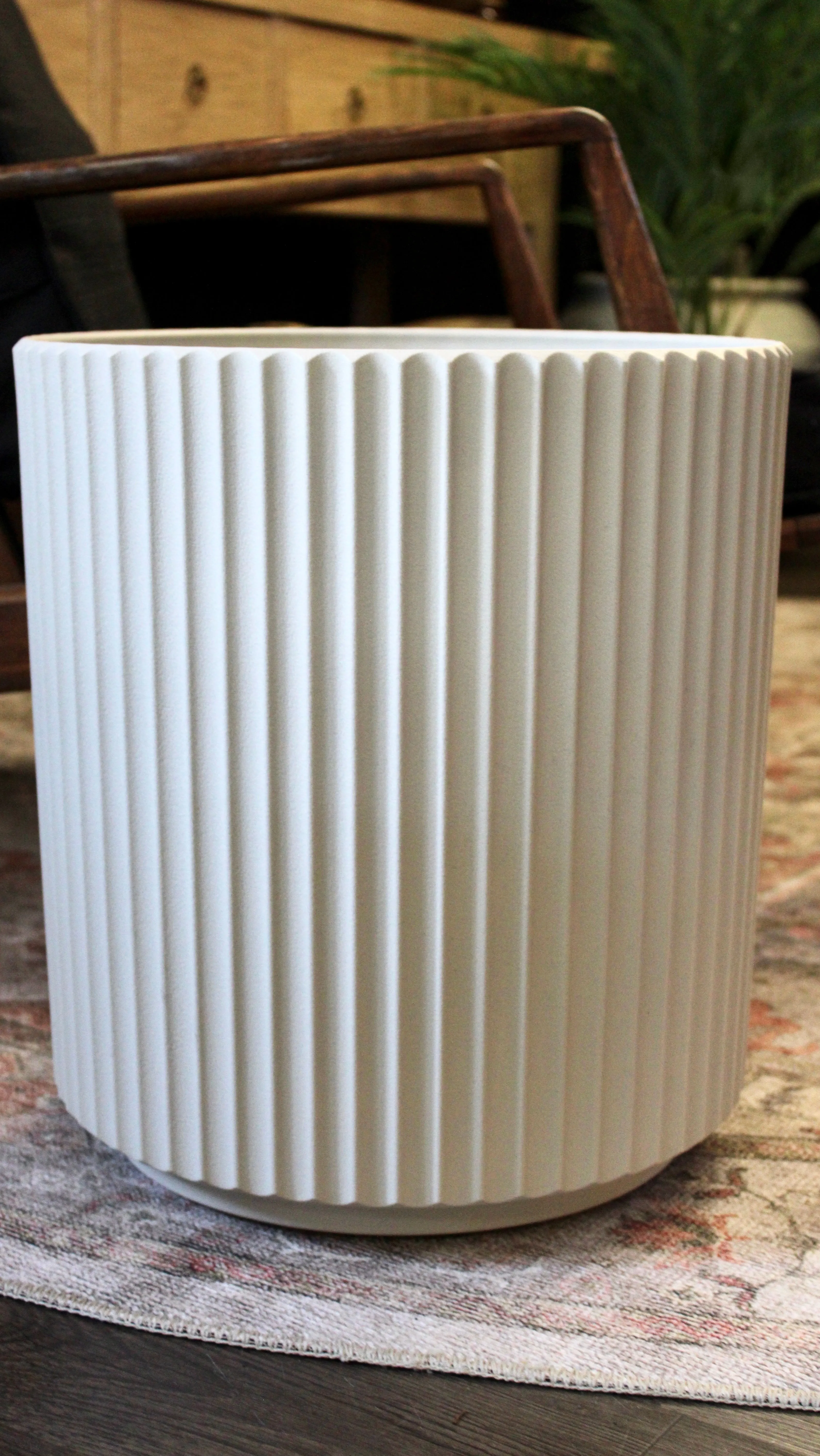 Sandstone Fluted Plastic Planter