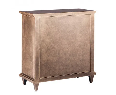 Sideboard Buffet Cabinet Storage with Mirrored Glass Doors in French Brass Finish