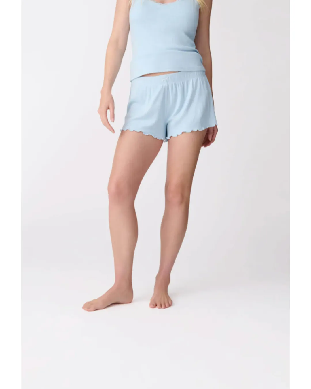 Sleep Short Pointelle Hearts Blue Haze