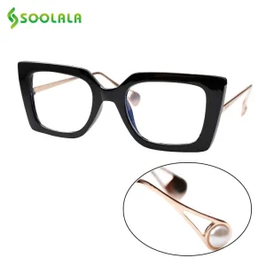 Soolala Stylish Full Rim Cat Eye Acetate Alloy Womens Reading Glasses - Model 0792