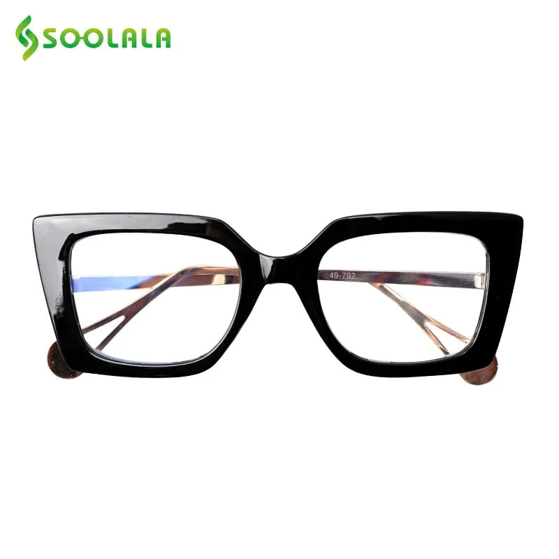 Soolala Stylish Full Rim Cat Eye Acetate Alloy Womens Reading Glasses - Model 0792