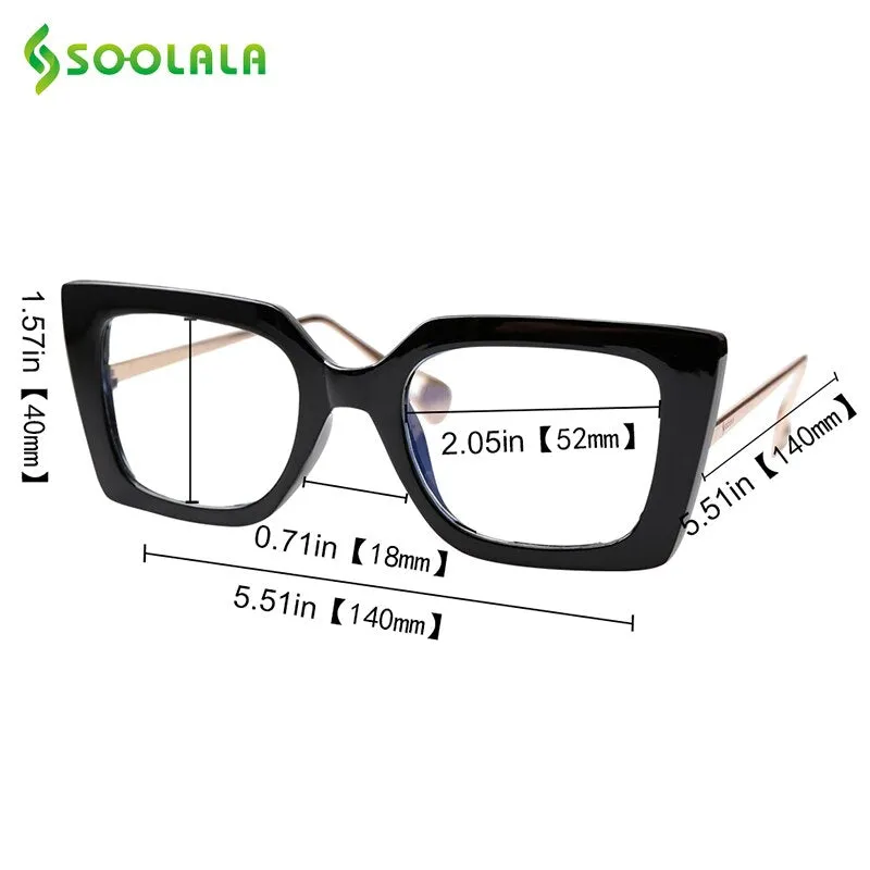 Soolala Stylish Full Rim Cat Eye Acetate Alloy Womens Reading Glasses - Model 0792