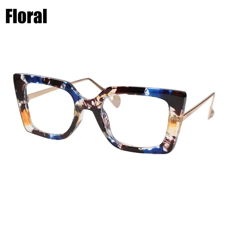 Soolala Stylish Full Rim Cat Eye Acetate Alloy Womens Reading Glasses - Model 0792