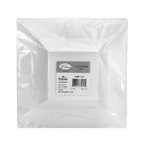 Squares - White 12 oz. Square Plastic Dinner Bowls (Case Qty: 120)