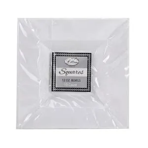 Squares - White 12 oz. Square Plastic Dinner Bowls (Case Qty: 120)