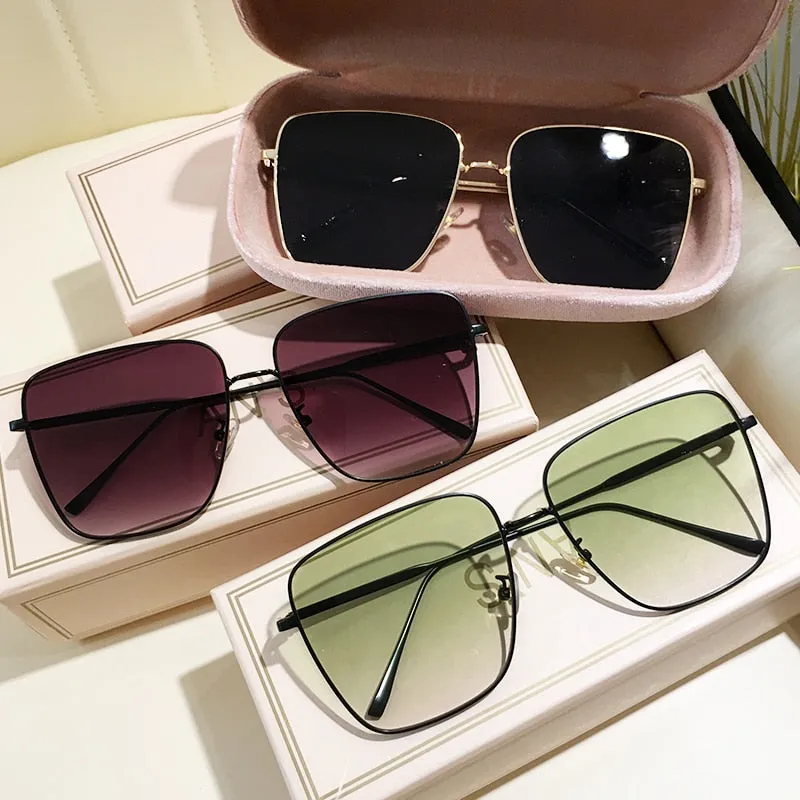 TEEK - Oversized Square Metal Gradient Sunglasses