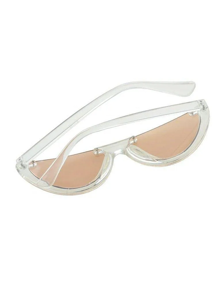 Whitebrown Half-Frame Sunglasses